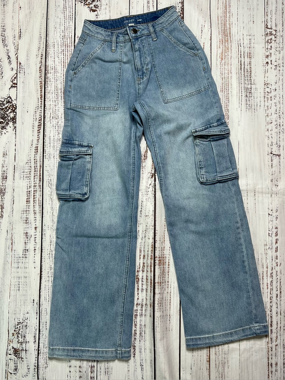 ON 34th Light Blue Cargo Jeans - Relaxed Style